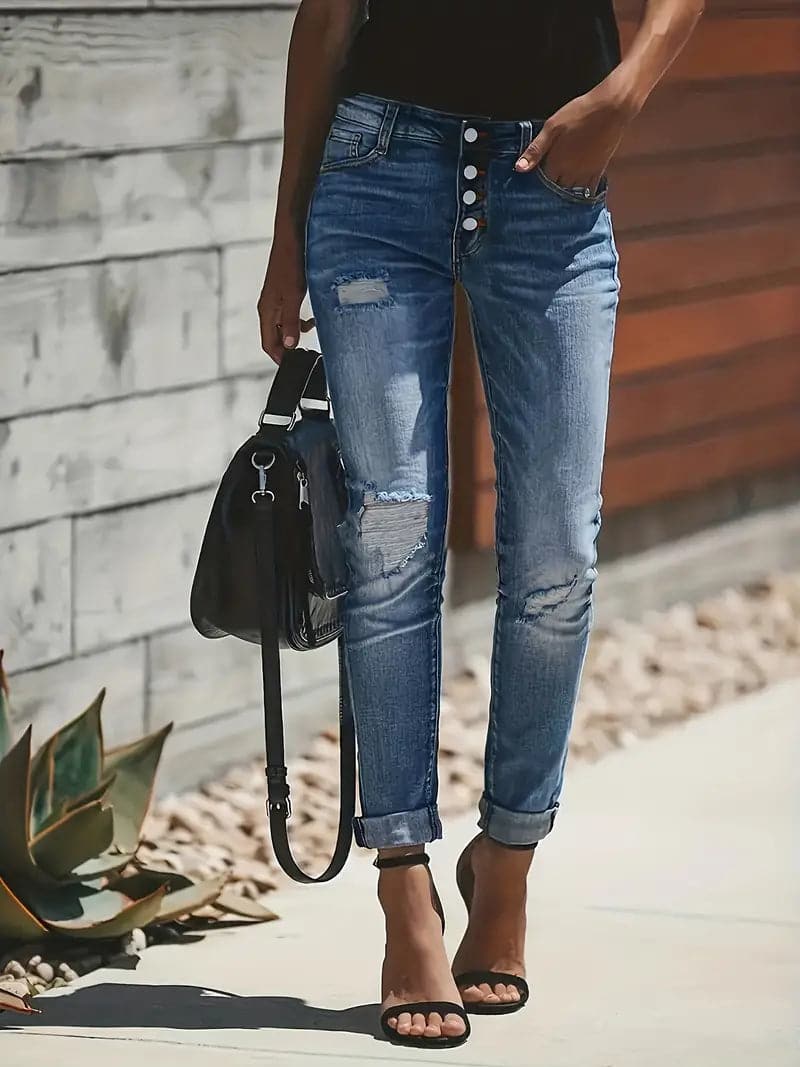 Women’s Slim Fit Pants | Button Front