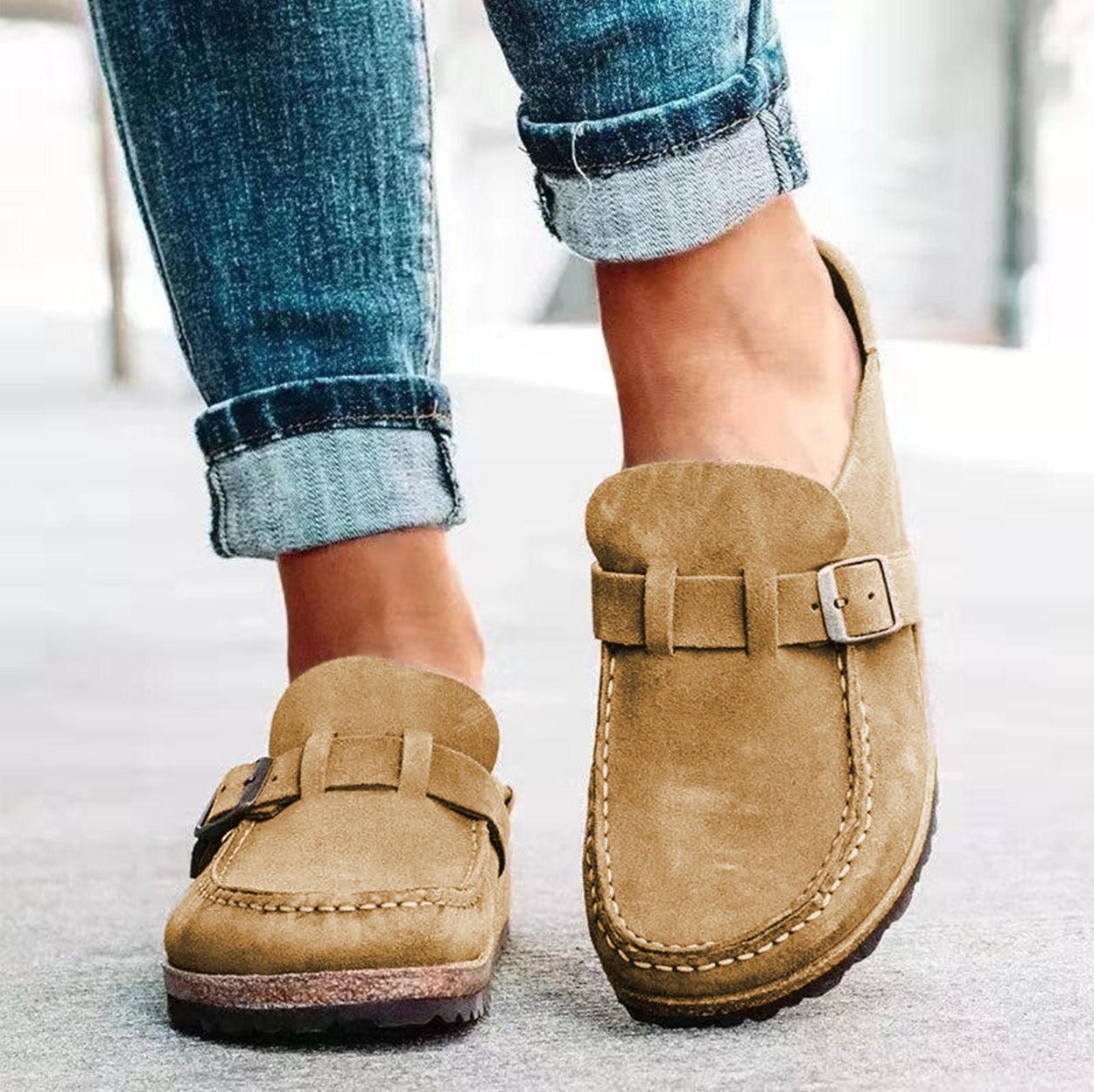 Orthopedic Women's Moccasins with Decorative Buckle