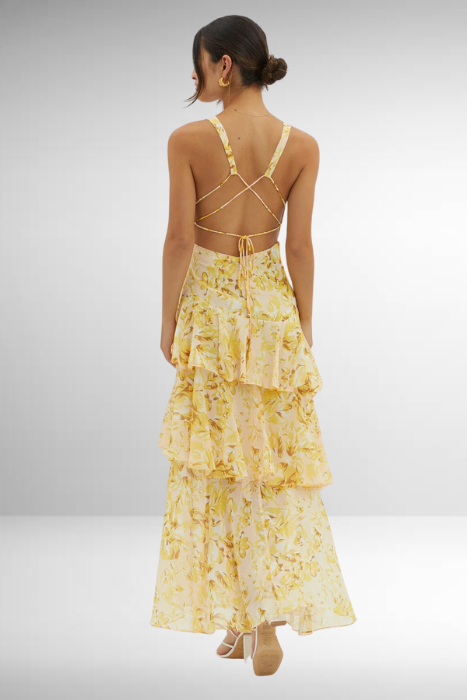 Women’s Floral Ruffle Tiered Maxi Dress