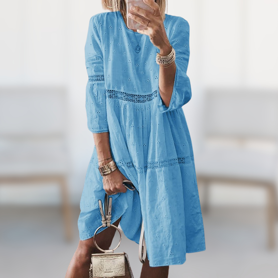 Women Round Neck 3/4 Sleeves Dress | Mini