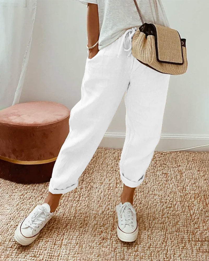 Women's Straight Leg Drawstring Pants | Casual