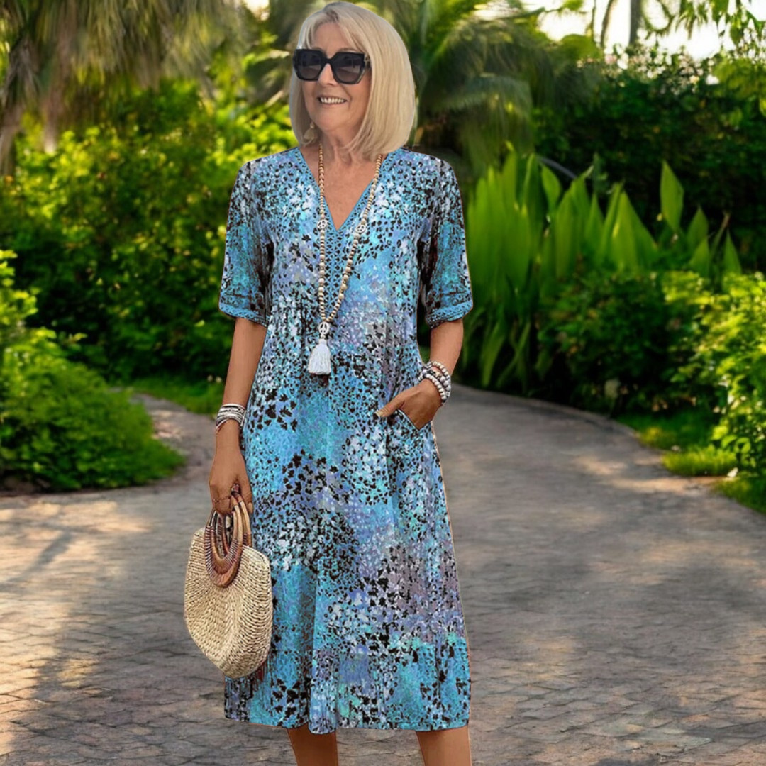 Isla | Elegant Casual V-Neck Midi Dress