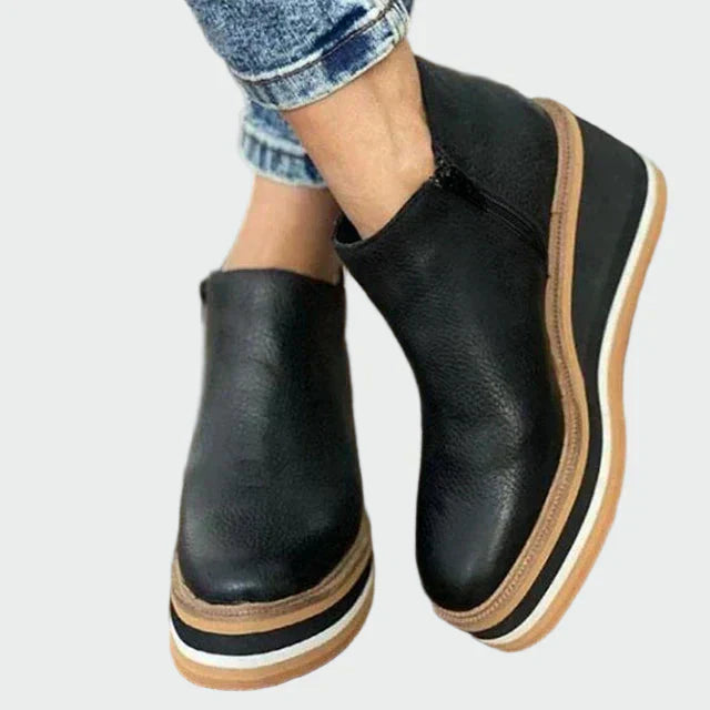 Cozy Everyday Leather Wedge Boots