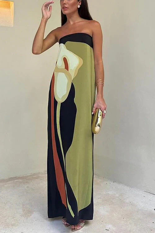 Women's Sleeveless Strapless Wedding Guest Dress | Maxi