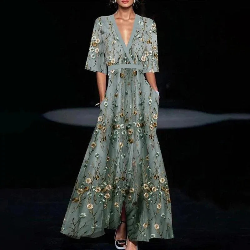 Sofia | Elegant Flower Maxi Dress