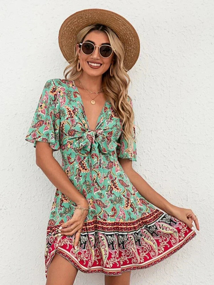 Sarah | Floral Tie-Front Dress