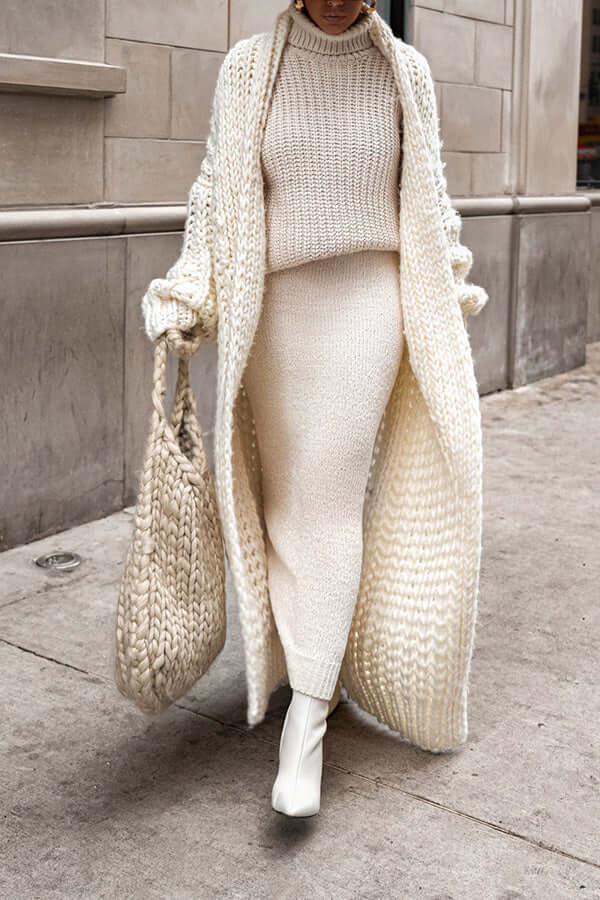 Ruby | Chic Winter Knit Set with Cardigan for Women