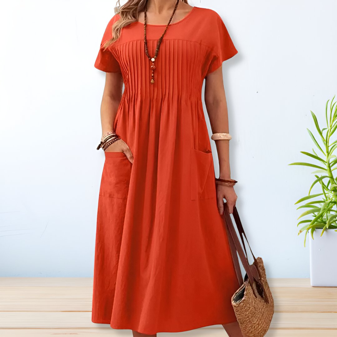 Leonie | Pleated Pocket Midi Dress