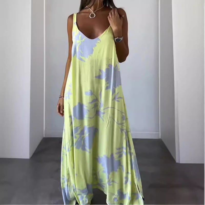 Yvela | Sleeveless Cotton Dress with Floral Patterns