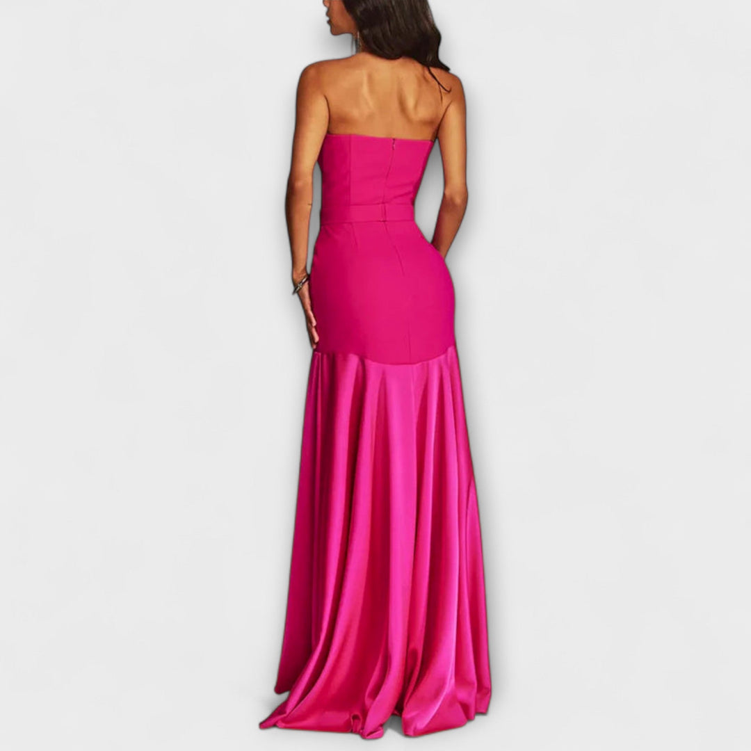 Off-Shoulder Maxi Dress with V-Neck