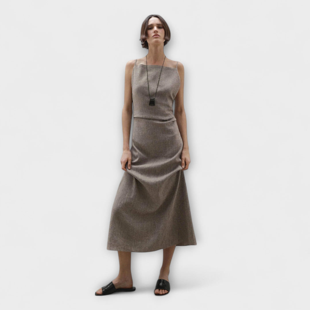 Flowing Maxi Dress Made of Linen Blend