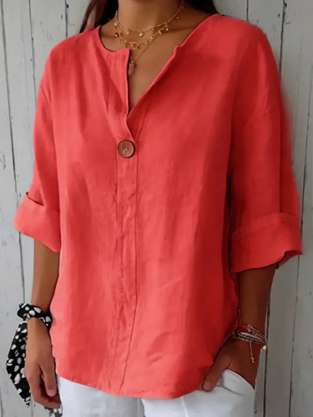 Women's 3/4 Sleeve Shirt  | V-neck