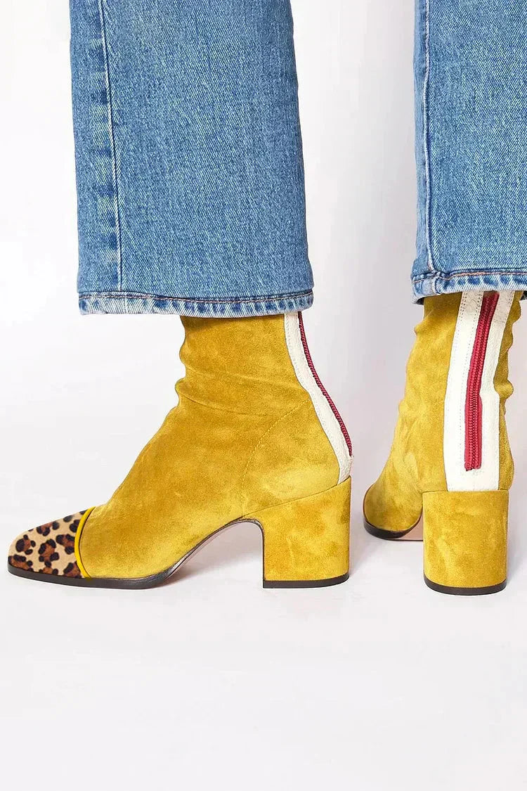 Women's ankle boots | suede heeled with a rounded toe