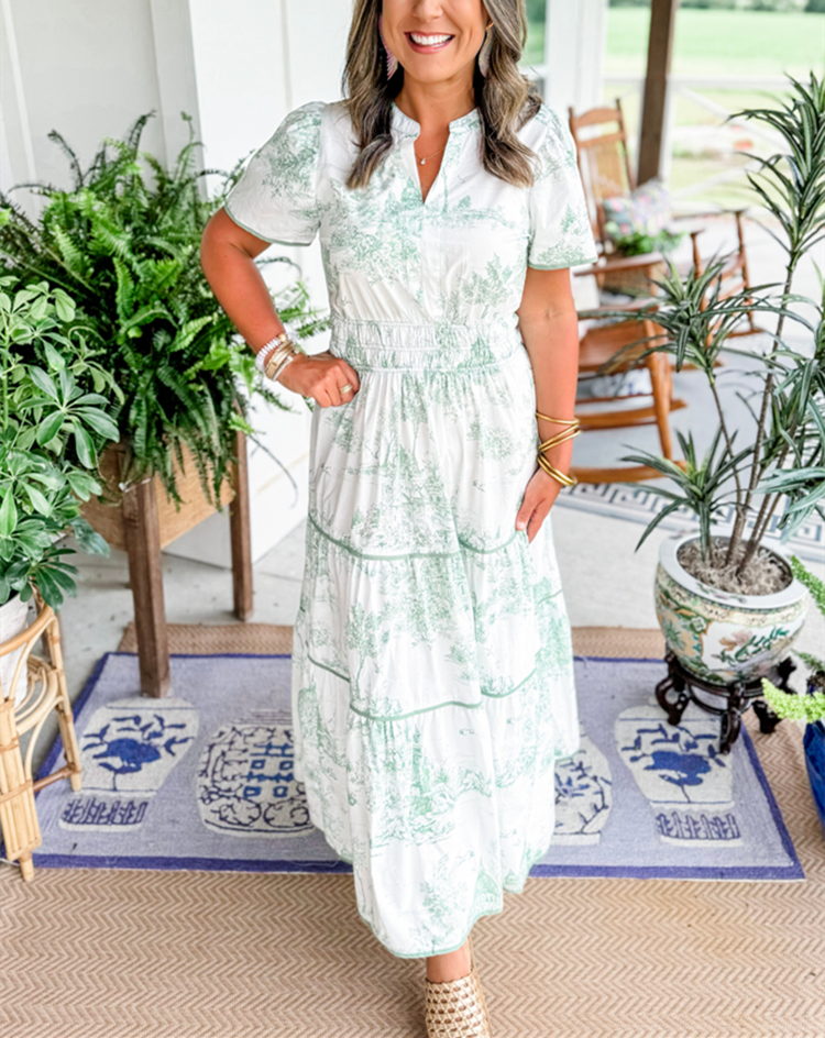 Women’s Tiered Vintage Print Dress | Maxi