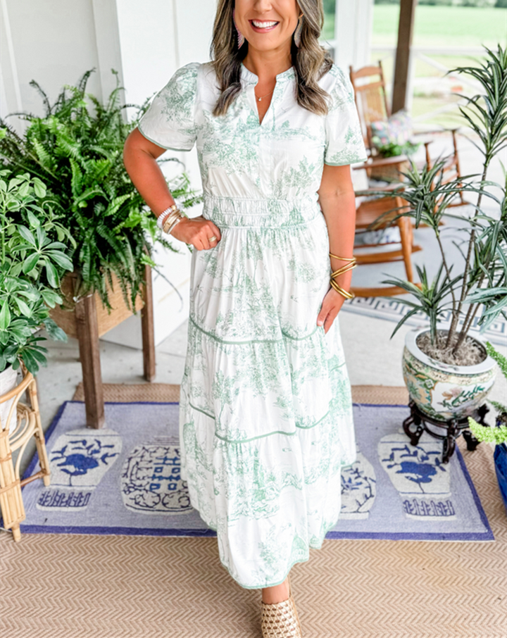 Women’s Tiered Vintage Print Dress | Maxi