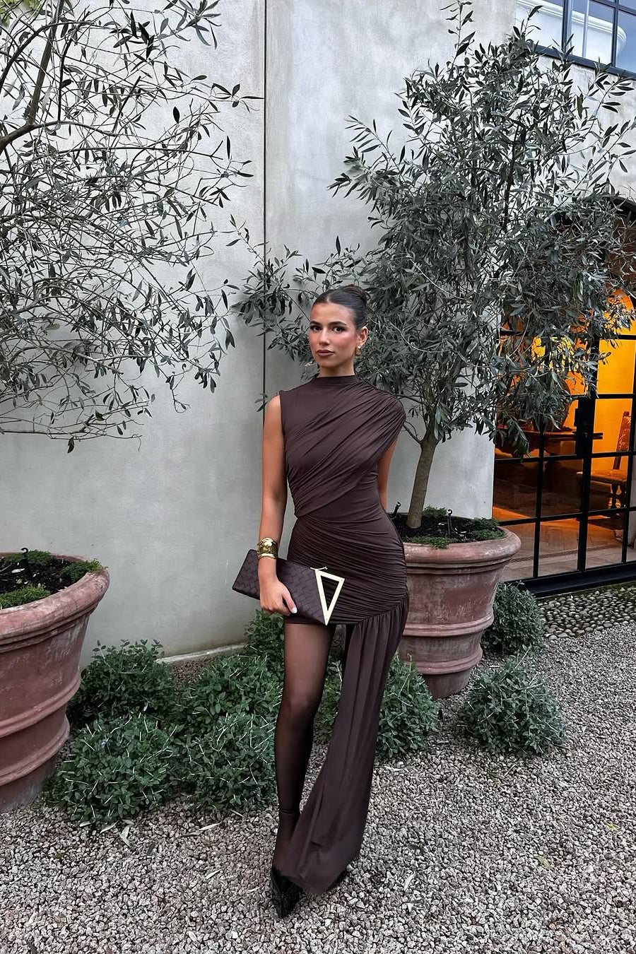 Women Cap Sleeves Stylish Wrap Wedding Guest Dress | Mini