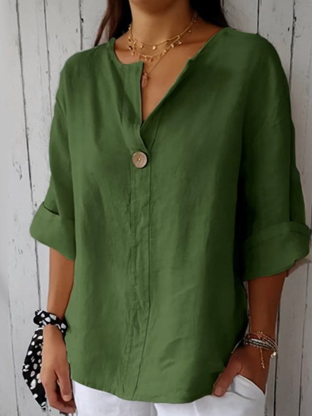 Women's 3/4 Sleeve Shirt  | V-neck