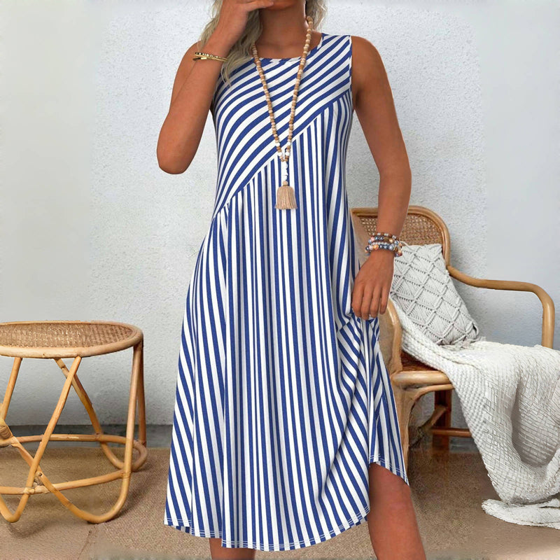 Women's Striped Sleeveless Dress | Midi
