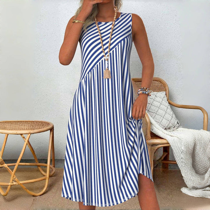 Women's Striped Sleeveless Dress | Midi