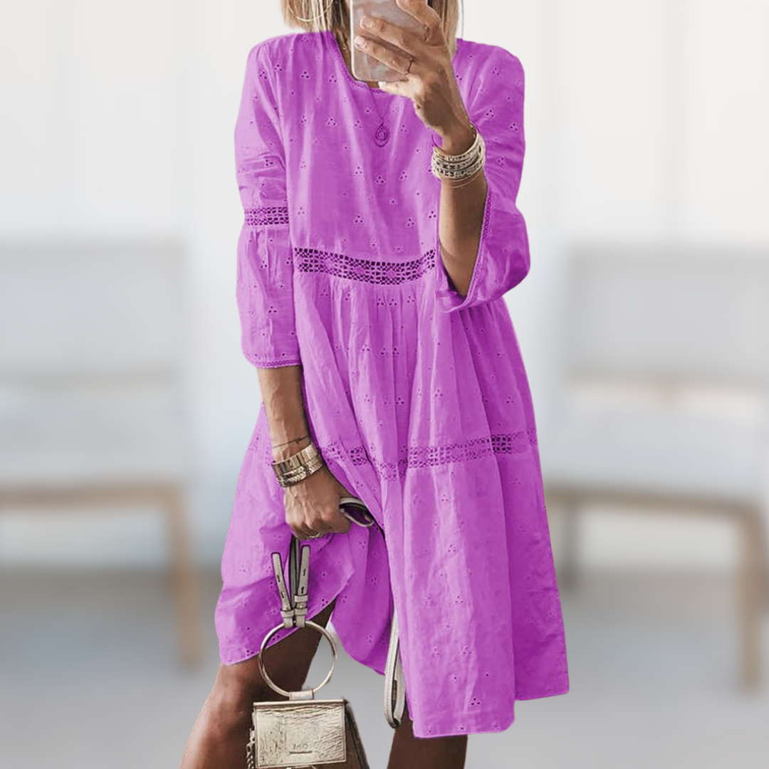 Women Round Neck 3/4 Sleeves Dress | Mini