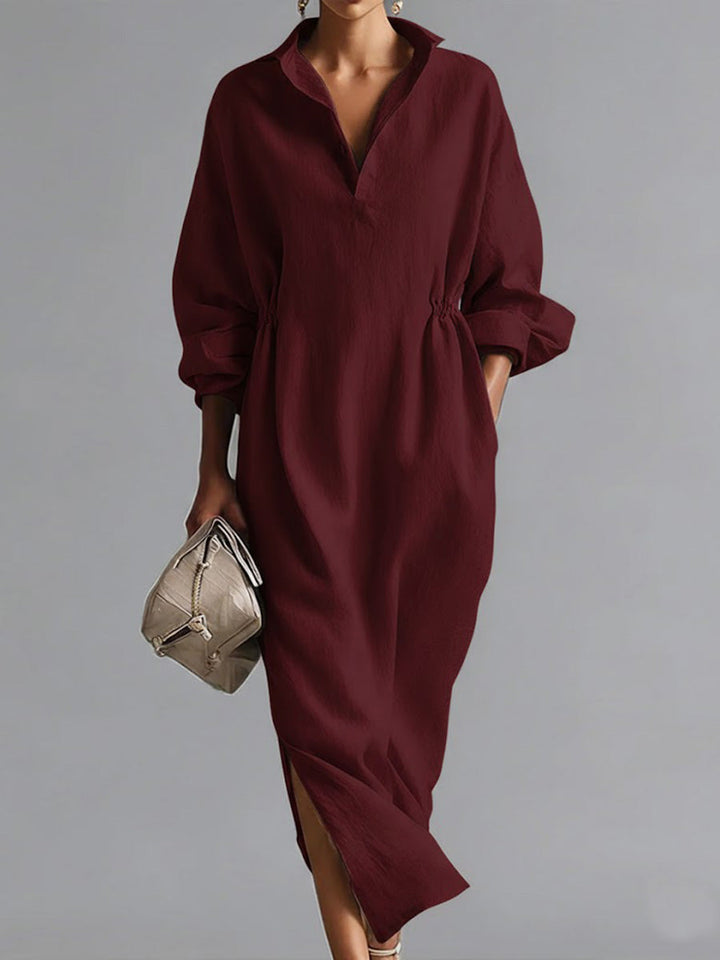 COTTON LAPEL SHIRT DRESS