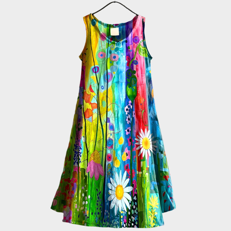 Vintage Floral Print Dress
