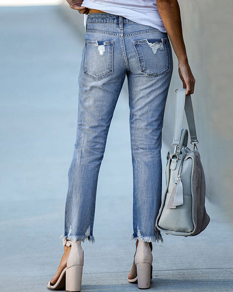 Women’s Ripped Slim Fit Jeans | High Waist