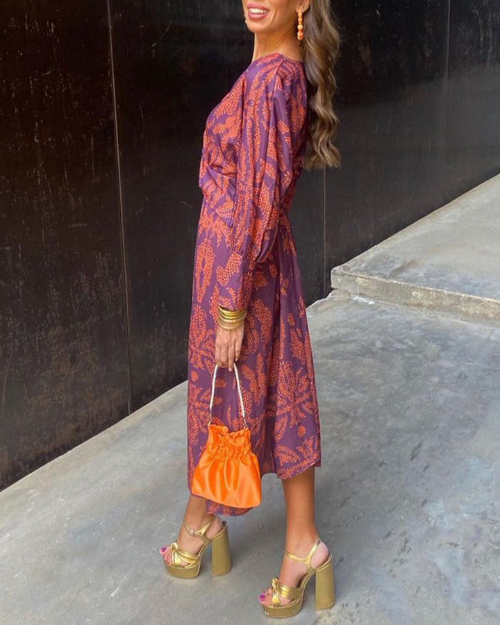 Women's Stylish V-Neck Wrap Dress | Long Sleeve