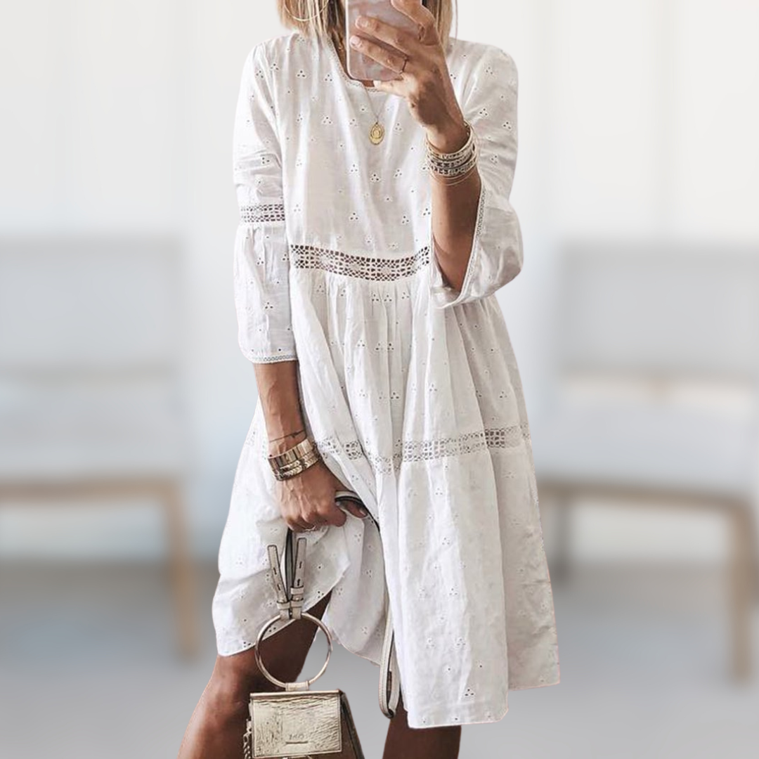 Women Round Neck 3/4 Sleeves Dress | Mini
