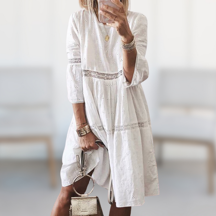 Women Round Neck 3/4 Sleeves Dress | Mini