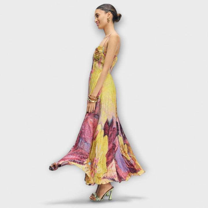 Maxi Dress with Vibrant Ikat Print