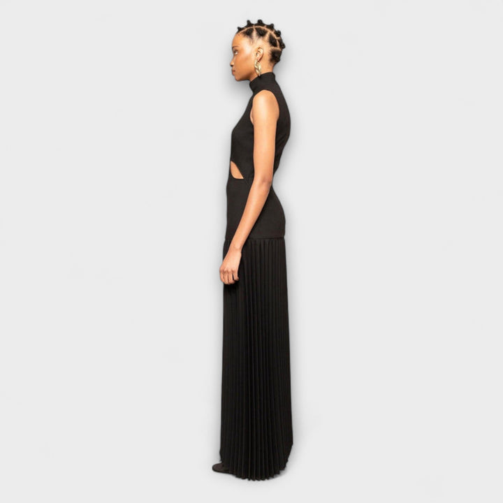Maxi Dress with Pleats and Cutouts