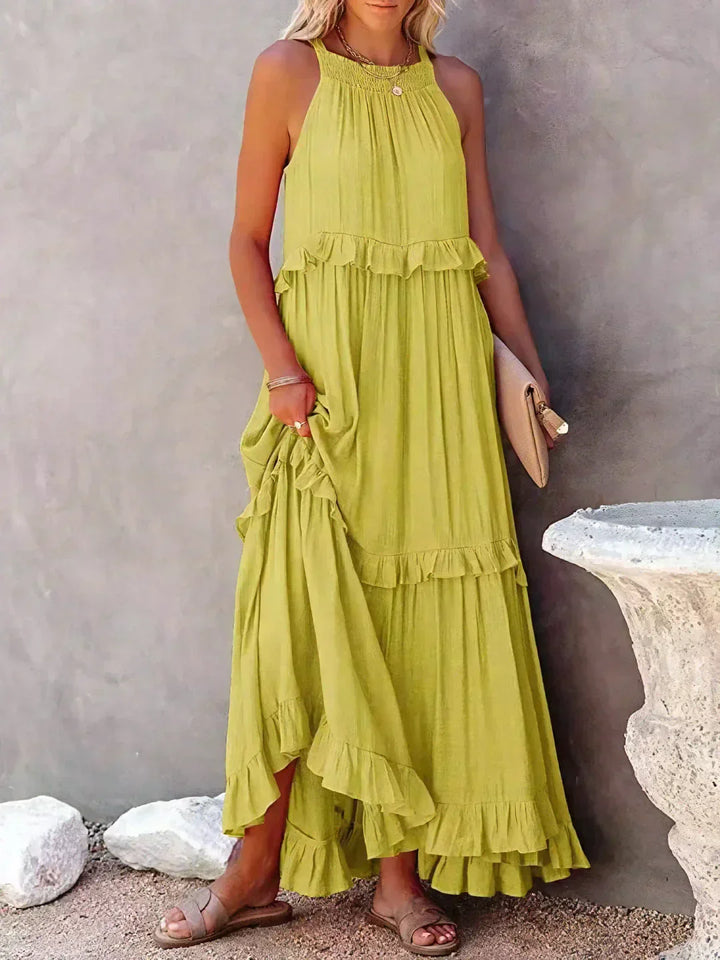 Women's Halter Summer Dress with Ruffles | Maxi
