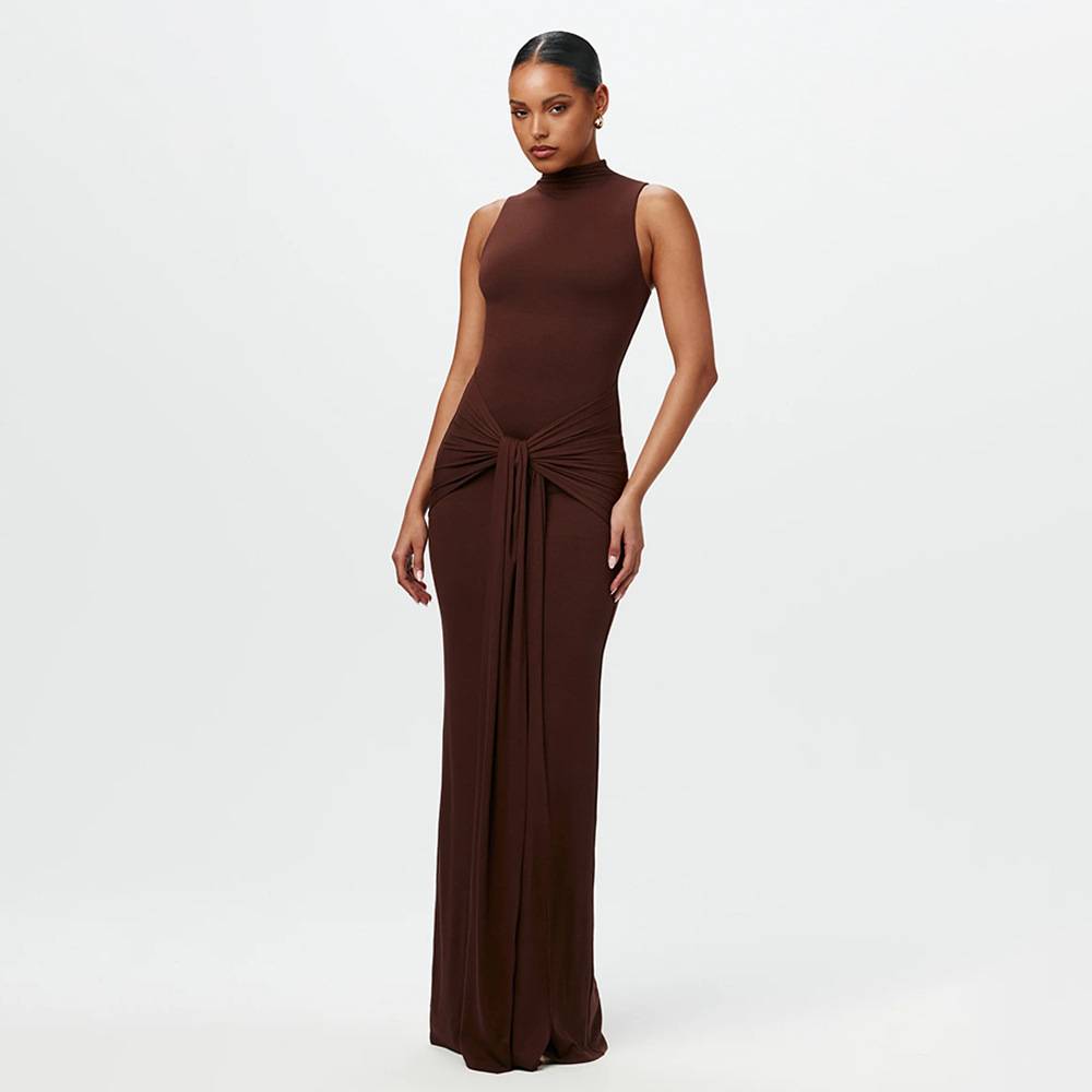 Stylish Knotted Maxi Dress Made of Flowing Chiffon