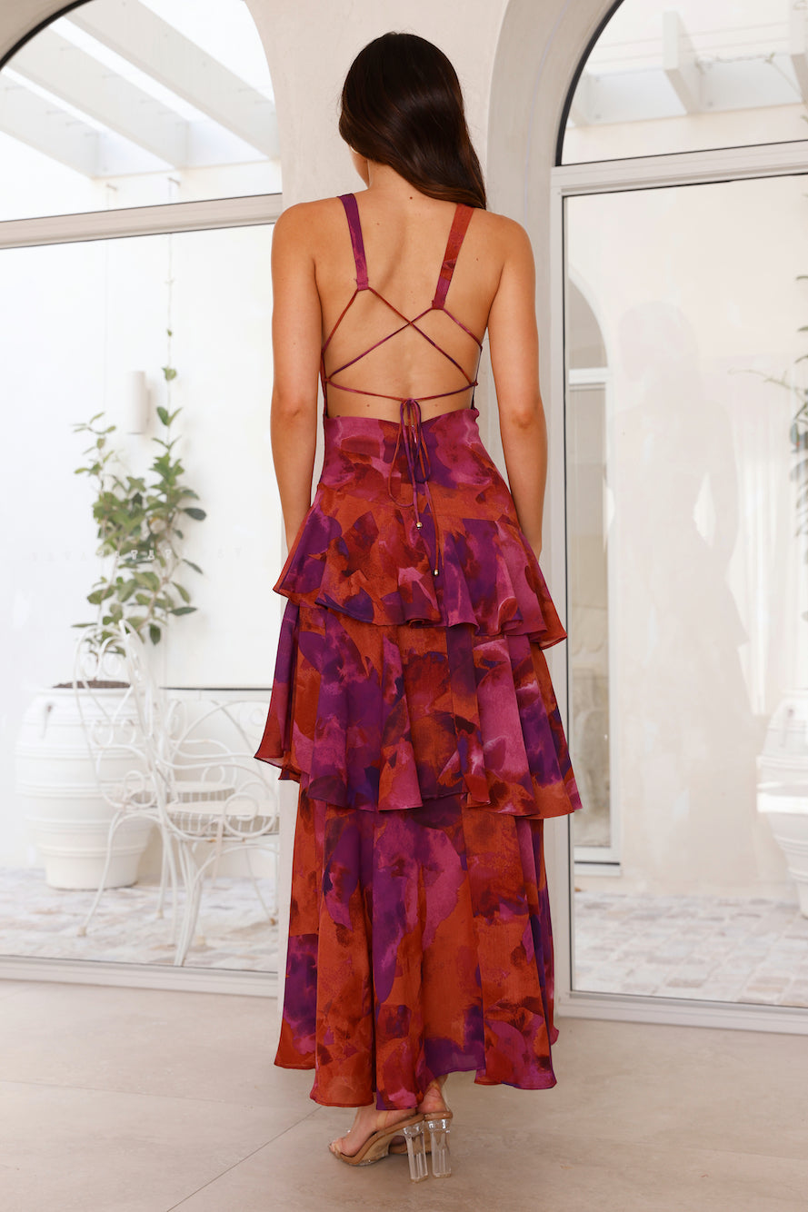 Women’s Floral Ruffle Tiered Maxi Dress