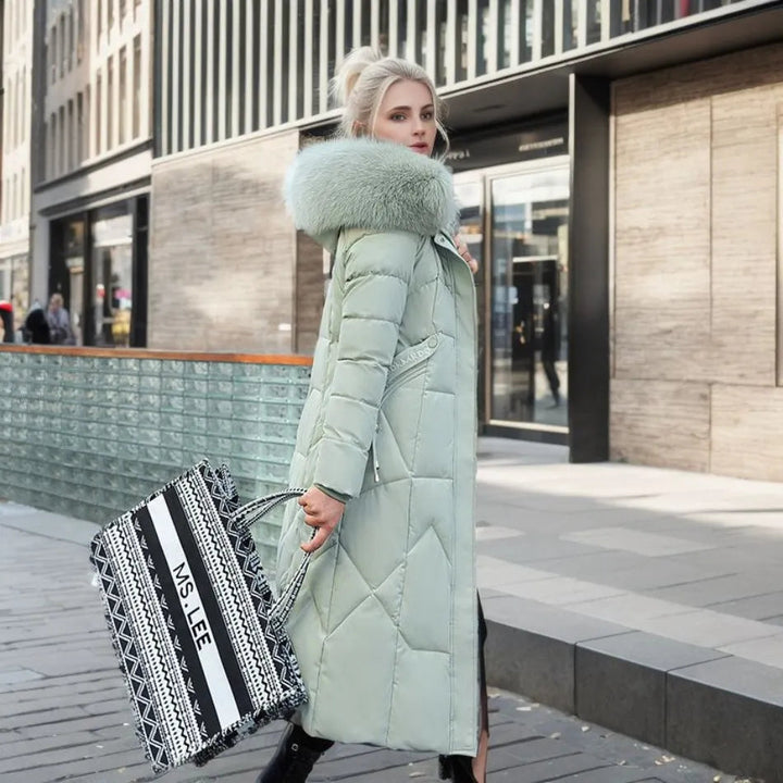Hannah | Women’s Winter Quilted Coat with Hood Trim