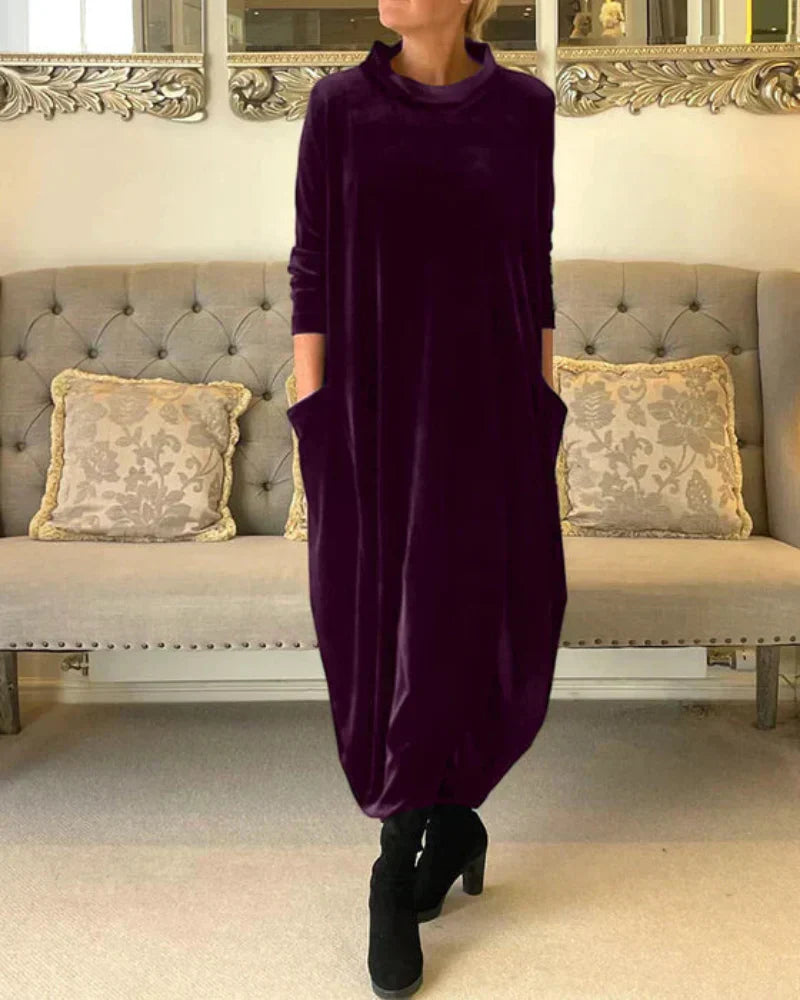 Soft Draped Winter Maxi Dress