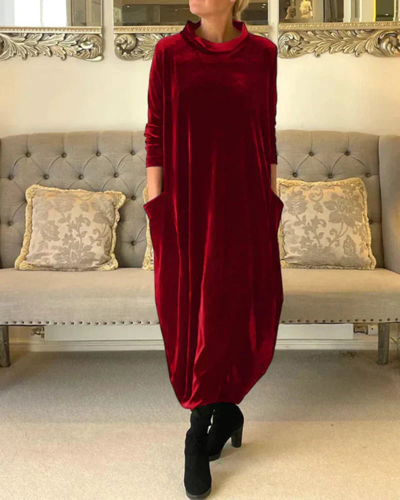 Elspeth | Relaxed Draped Winter Maxi Dress