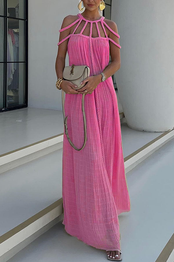 BRAIDED LINEN MAXI DRESS