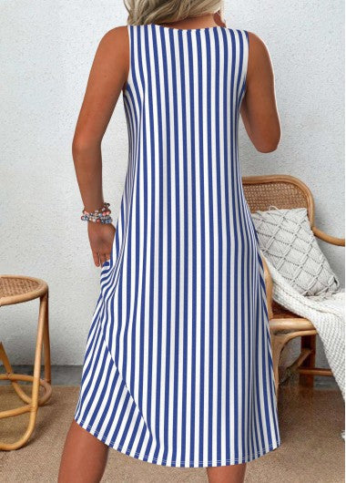 Women's Striped Sleeveless Dress | Midi