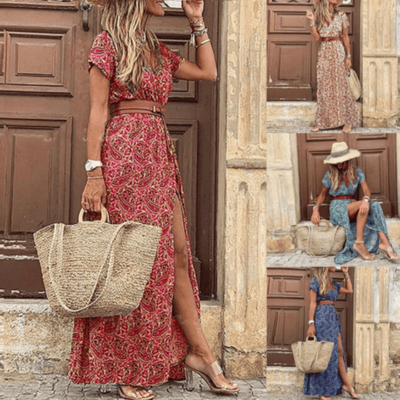 Harper | Women’s V-Neck Short Sleeve Maxi Dress