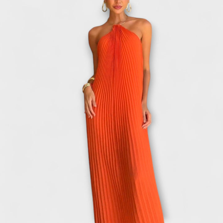 Stylish Dress with Pleated Neckline