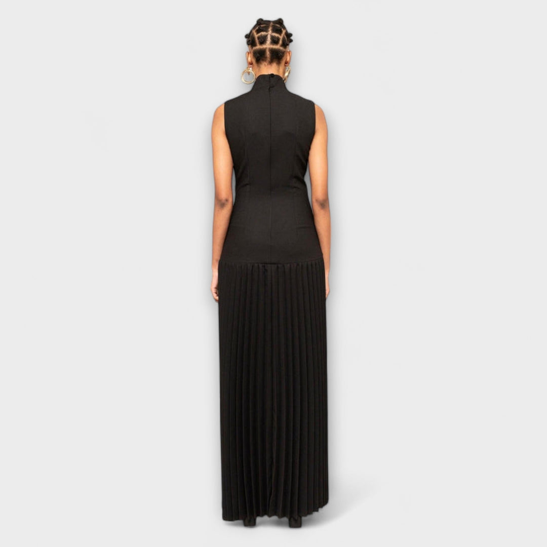Maxi Dress with Pleats and Cutouts