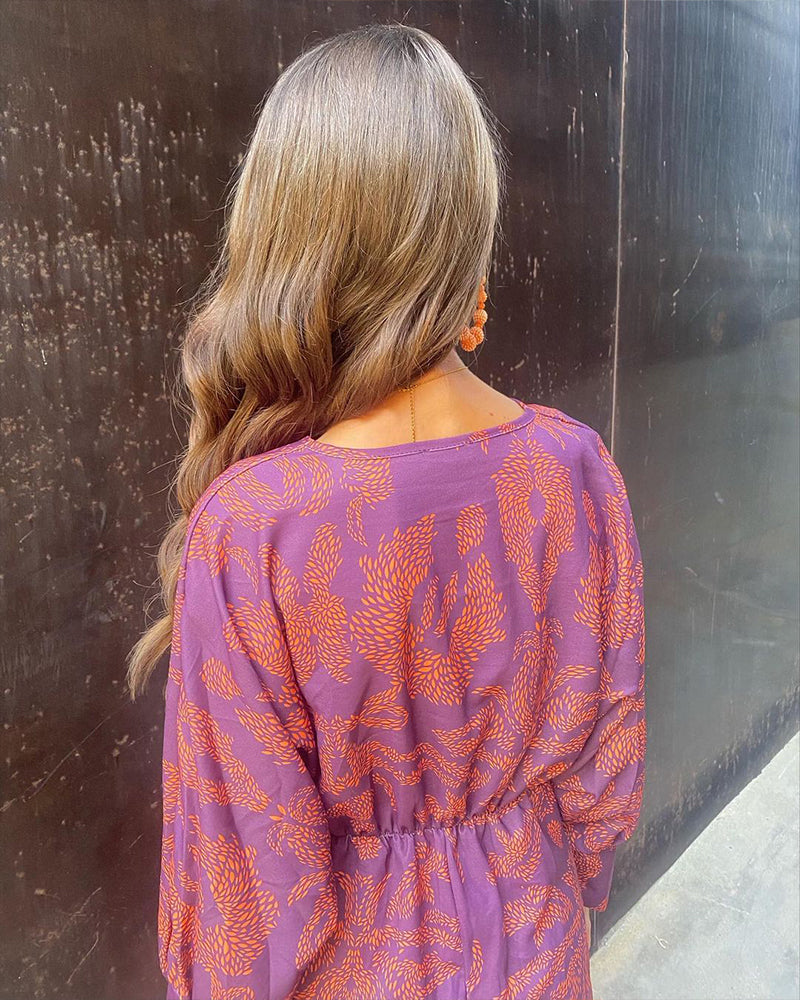 Women's Stylish V-Neck Wrap Dress | Long Sleeve