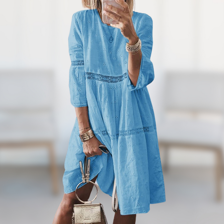 Women Round Neck 3/4 Sleeves Dress | Mini