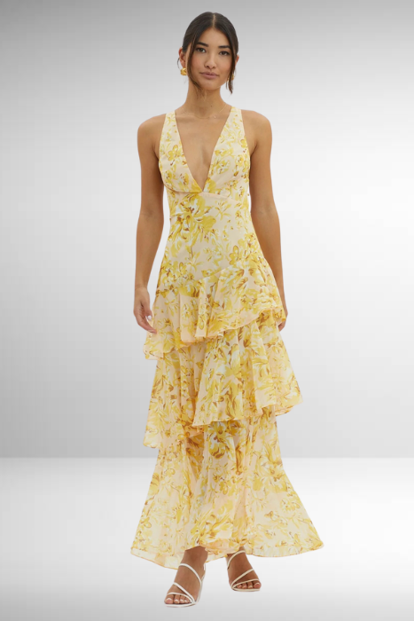 Women’s Floral Ruffle Tiered Maxi Dress