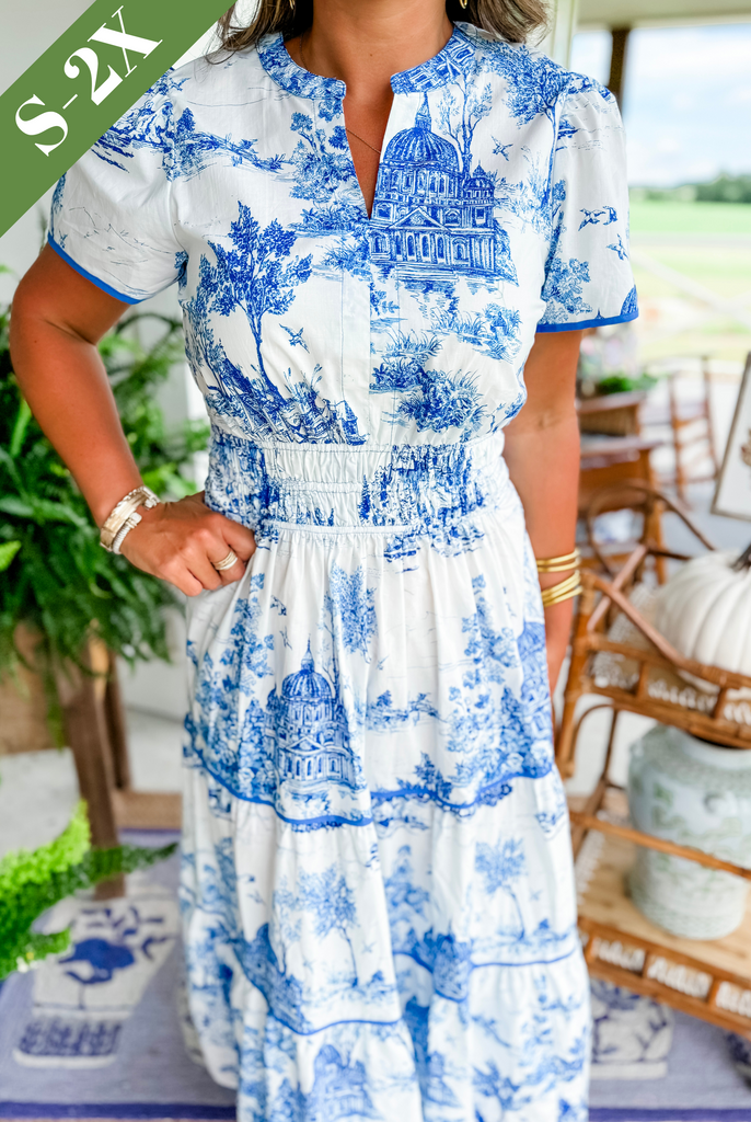 Women’s Tiered Vintage Print Dress | Maxi