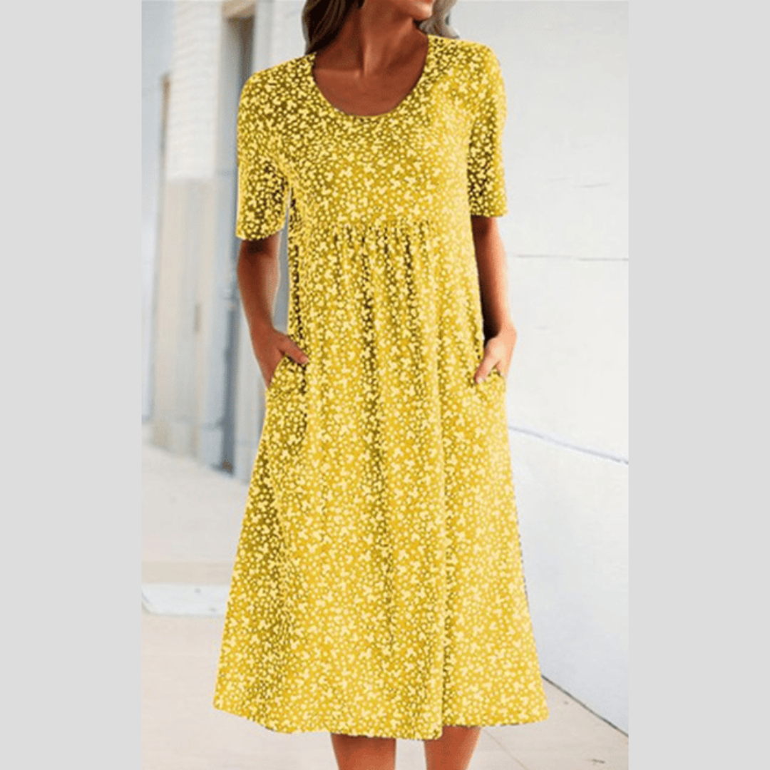 Amara | Stylish Floral Print Midi Dress