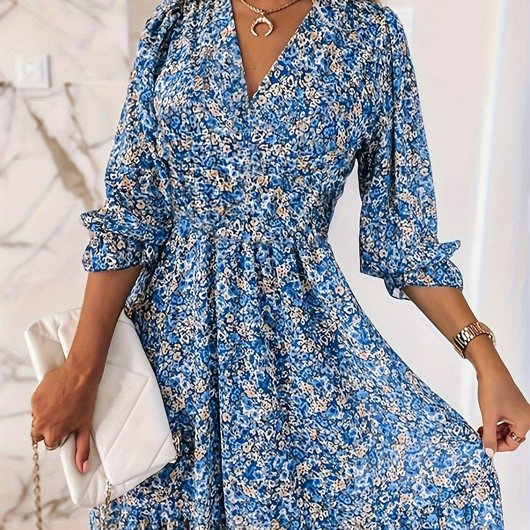 Women's V-Neck Boho Floral Dress