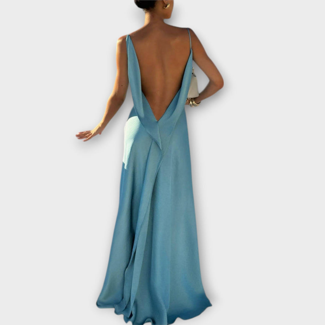 Chic Satin Maxi Dress with High Slit